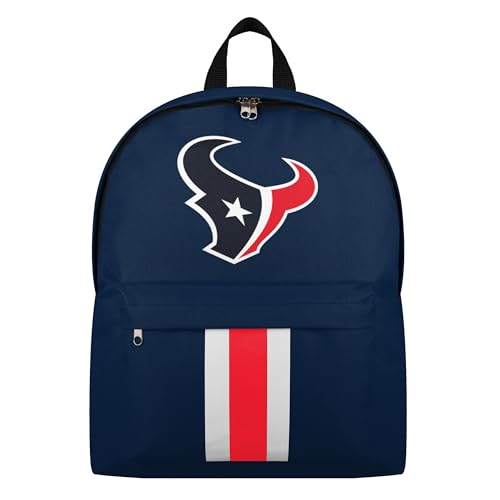 FOCO NFL Officially Licensed Team Color Primary Logo Solid Stripe Football School Bag Travel Backpack - Houston Texans - Navy - color: Houston Texans