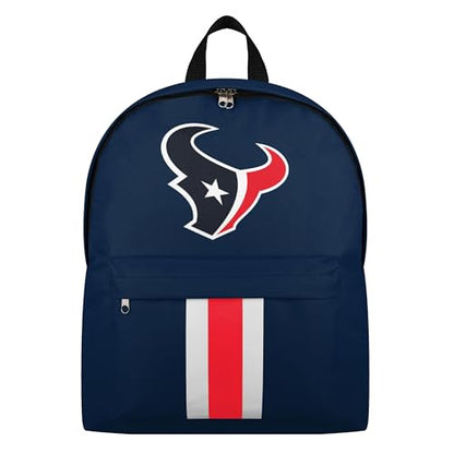 FOCO NFL Officially Licensed Team Color Primary Logo Solid Stripe Football School Bag Travel Backpack - Houston Texans - Navy - color: Houston Texans