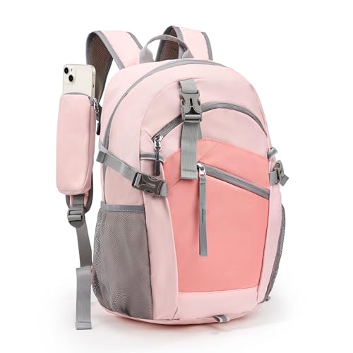 Hiking Backpack for Women Men 20l with Removable Phone Pocket Lightweight Small Travel Backpack Hiking Daypack for Women Men - color: Pink