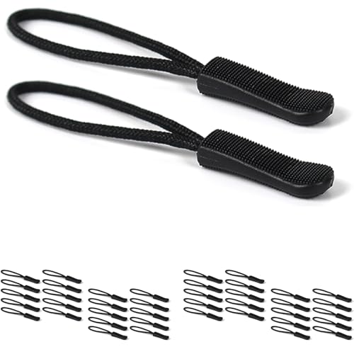 Red Snail 40PCS Zipper Pull Helper - Bright Puller Replacement, Nylon Pulls Tab for Backpacks - color: 40PCS Black