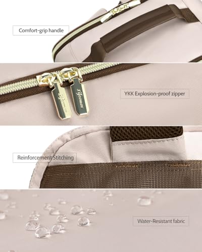 40L Travel Backpack for Women, Carry On Bag Flight Approved, Waterproof Backpack with 3 Packing Cubes, Weekender Personal Item Bag for Airplane Travel Essentials, TSA Approved - color: Blush-beige-dark Brown