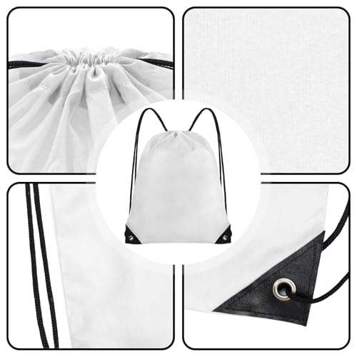 Grneric Drawstring Backpack Bulk 70Pcs String Backpack Drawstring Bags Cinch Bag Sackpack for Men Women Gym(White) - color: White