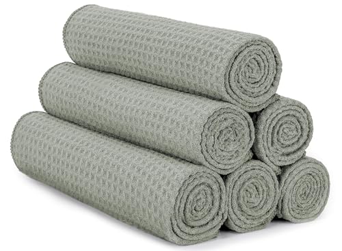 S&T INC. Microfiber Gym Towels, Yoga Towel for Home and Gym Bag, 16 Inch x 27 Inch, 6 Pack - color: Honeycomb Grey