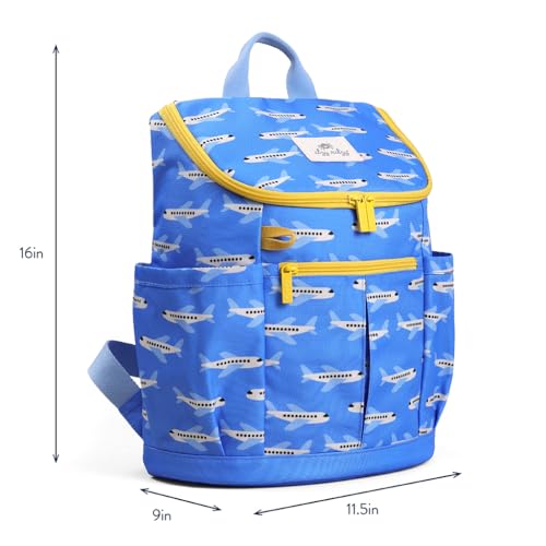 Itzy Ritzy Toddler & Kids Backpack - Lightweight Preschool & Elementary School Bag with Padded Straps, Trolley Sleeve, 2 Side Pockets, Tablet Sleeve & Name Label (Airplanes) - color: Airplanes