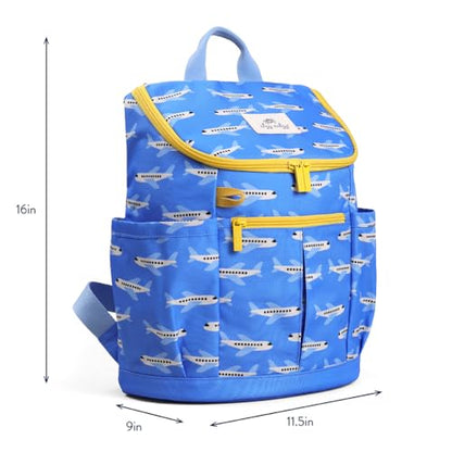 Itzy Ritzy Toddler & Kids Backpack - Lightweight Preschool & Elementary School Bag with Padded Straps, Trolley Sleeve, 2 Side Pockets, Tablet Sleeve & Name Label (Airplanes) - color: Airplanes