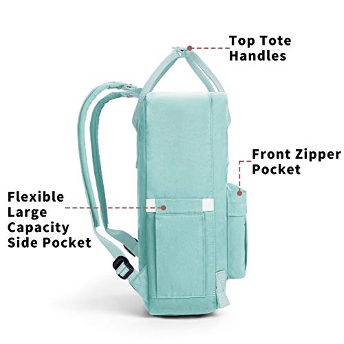 KALIDI Casual Laptop Backpack 15 Inches Classic Camping Rucksack Travel Outdoor Square Daypack College Hiking Gym Bag, Mint Green - color: Mint Green