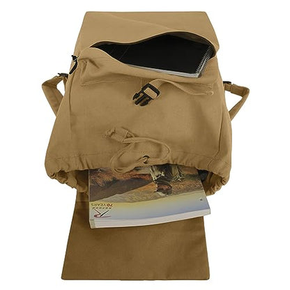 Rothco Canvas Daypack – Heavy-Duty Cotton Canvas Backpack for Hiking, Camping, Traveling, and Daily Use – 34L Capacity - color: Coyote Brown