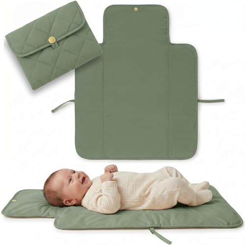 Portable Diaper Changing Pad - Soft and Easy to Clean Diaper Changing Mat for Babies - The Perfect Lightweight and Foldable Pad for Traveling - color: Sage