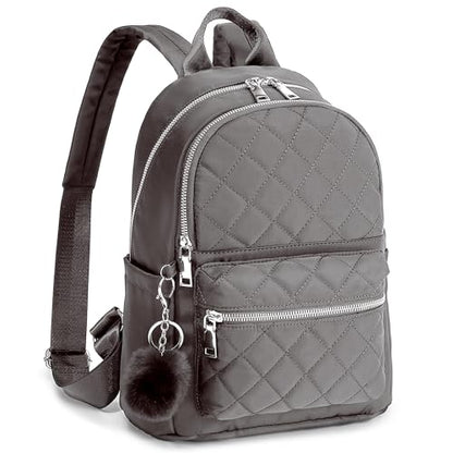 TANTOMI Mini Backpack Purse for Women Lightweight Small Backpack Purse Travel bookbag with Pom - color: Gray