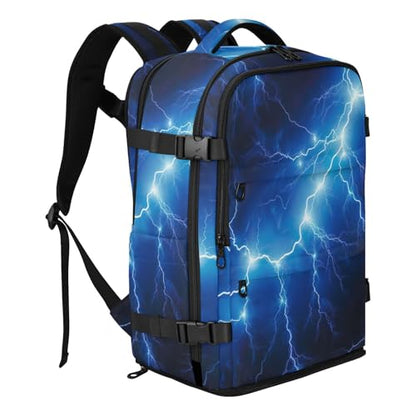 Travel Backpack with Shoe Compartment, 20L Large Capacity Laptop Backpack for Men Women, Electric Blue Lightning Daypack for Traveling Hiking Carry On