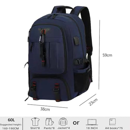 DUSLANG Travel laptop backpack, Extra Large 60L Traveling College Backpack,Large Capacity Backpack for Men Women,Fits 17 Inch Computer, USB Charging Port, Blue - color: 60l Blue