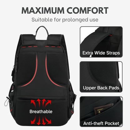 Large Laptop Backpack with Shoe Compartment, Waterproof Rucksack 15.6/17 Inch, Travel School Gym Work College Bags for Men (Black, XL(60L)) - size: XL(60L)