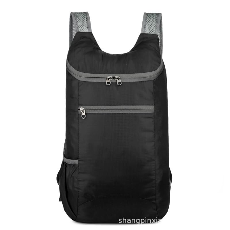 Lightweight Foldable Travel Packable Backpack,Casual Large-Capacity Daypack for Travel, Hiking, Outdoor Adventures, and Daily Use(Black-2)