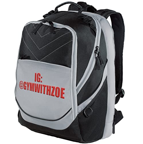 TEEAMORE Custom Travel Laptop Backpack Add Your Embroidered Text Computer Water Resistant Bag Black Grey - color: Black Grey, size: 17 inch - Add Your Text