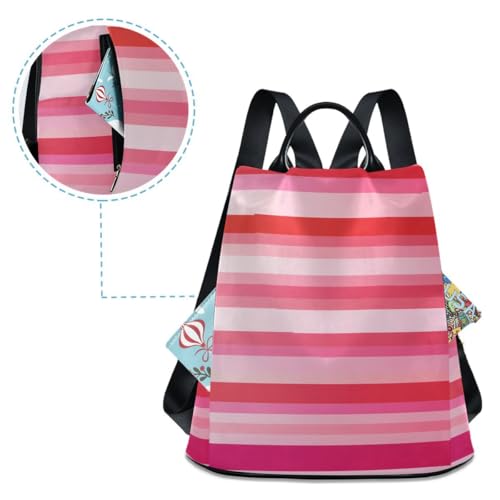 ALAZA Pink Red Striped Trips Hiking Camping Rucksack Pack for Women - color: multicolor 11