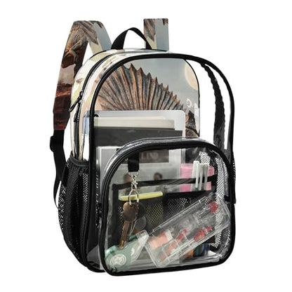 Spinosaurus Dinosaurs Clear Backpack PVC Transparent Backpack Lightweight Book Bag Capacity Clear Bag for Kids Boys Girls - color: Uniform Grey