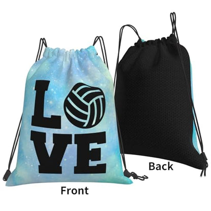 Love Volleyball Unisex Drawstring Backpack Bag Sport Gym Travel Swim Sackpack - color: Love Volleyball2