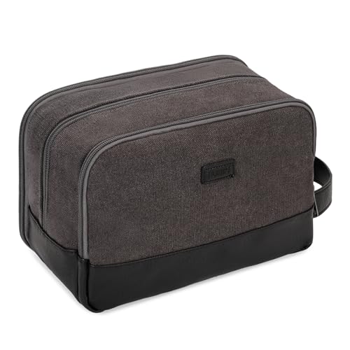 WANDF Travel Toiletry Bag for Men Large Toiletries Shaving Bag Water Resistant Hanging Dopp Kit Travel Accessories Bag for Women Men (Dark Grey) - color: Dark Grey