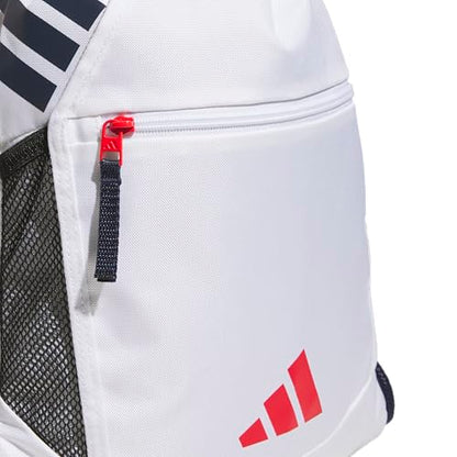 adidas Stadium Sackpack – Drawstring Backpack Gym Bag, 13L - color: White/Night Indigo/Pure Ruby Red