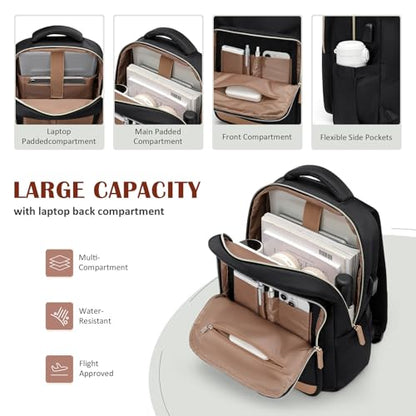 MDODO Laptop Backpack for Women,Travel Backpack with Laptop Compartment,Casual Daypack College Bookbag Computer Work Backpack, Black - color: Black-1 Pcs