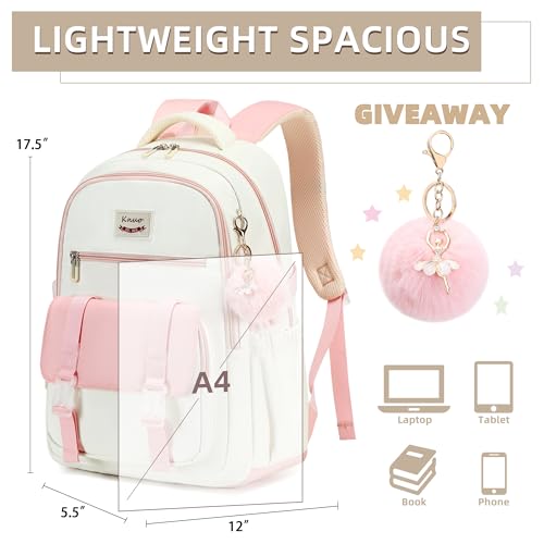 School Backpack for Teen Girls College Backpacks for Women Students Bookbag Large 15.6 Inch Laptop Bags Kids Kindergarten Elementary Middle School Bag Anti Theft Daypack Travel Back Pack Pink - color: Pink