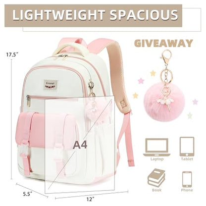 School Backpack for Teen Girls College Backpacks for Women Students Bookbag Large 15.6 Inch Laptop Bags Kids Kindergarten Elementary Middle School Bag Anti Theft Daypack Travel Back Pack Pink - color: Pink