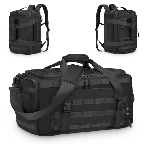 38L Convertible Duffel Backpack, 3 in 1 Gym Bag with Laptop Sleeve, Wet Pockets & Insulated Bottom, Black - color: Black, size: 38L