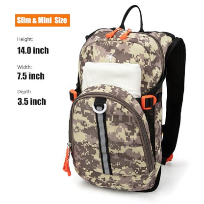 Kids Hydration Backpack, Water Hiking Backpack for Boys or Girls with 1.5L Reservoir Bladder - color: Grey Print