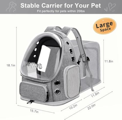 Cat Backpack Carrier, Breathable Bubble Backpack Large Space Cat Carrier Backpack for Kitty Small Dog, Grey - color: Expandable Backpack-Grey