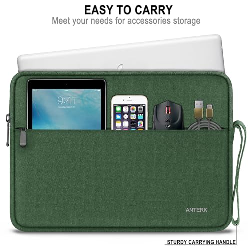 Laptop Case Bag 14 Inch, Water Resistant Traveling Computer Cover with Handle, Shockproof Protective Carrying Laptop Sleeve Compatible for 14 Inch MacBook Air/Pro, HP, Dell, Lenovo, Green - color: Green, size: 14 Inch