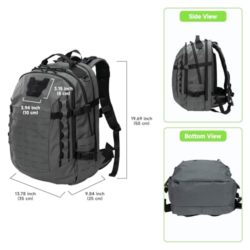 EXCELLENT ELITE SPANKER 40L Tactical Military Backpack for Men and Women Large Rucksack Assault Pack Bag for Outdoor Camping, Hiking,Travel Backpacking(Grey) - color: Grey