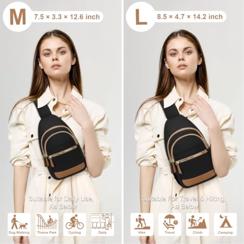 Capolo Crossbody Bags for Women Waterproof Sling Bag Fanny Pack - color: Black, size: Medium