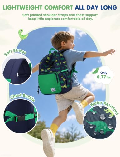 VASCHY Kids backpacks, Cute Lightweight Water Resistant Preschool Backpack for Boys and Girls Chest Strap | Cute - color: Dinosaur, size: Small (4-6 Yrs) - 15'' H