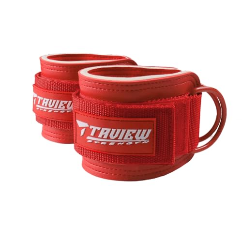 TAVIEW Ankle Straps Cable Machine Attachment for Gym - Cable Kickback Ankle Straps - Padded Ankle Cuffs for Glute Kickbacks and Leg Workouts - color: Red-Pair