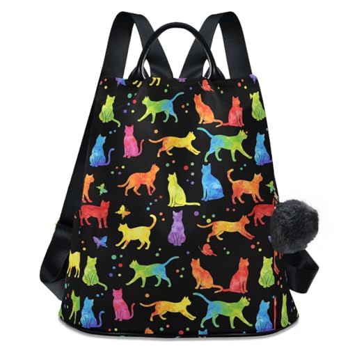 MNSRUU Women Backpack Purse Witchcraft Black Cats Backpack for Women Anti-theft Shoulder Bag Carry On Backpack Lightweight Rucksack Fashion Travel Ladies Bags - color: Cat 14