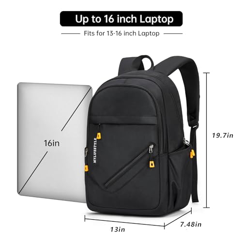 Travel Laptop Backpack, Business Slim Sturdy Water Resistant School Backpack, Gift for Men & Women, Fits 15.6 Inch Notebook - color: Pure Black