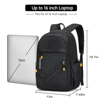 Travel Laptop Backpack, Business Slim Sturdy Water Resistant School Backpack, Gift for Men & Women, Fits 15.6 Inch Notebook - color: Pure Black
