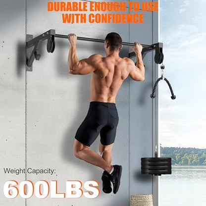 Pull Up Bar Wall Mounted, Heavy Duty 650 lbs Capacity Chin Up Bar, 48" Multi-Grip Strength Training Pull-up Bars, for Home Gym Garage/Backyard Total Body Workout, Ease Of Use Mounting - color: Black01