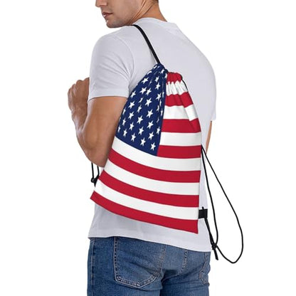 American Flag Drawstring Bag Sport Gym Backpack Beach Travel Sack Draw String Yoga Bag For Men Women - color: American Flag