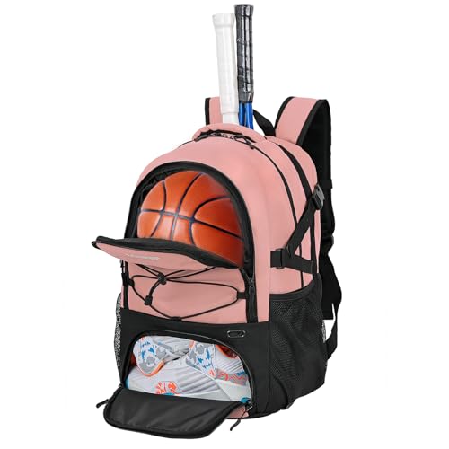 LARIPOP Tennis Bag Tennis Backpack for Women and Men 2 Rackets with Separate Shoe Compartment - color: Flesh Pink