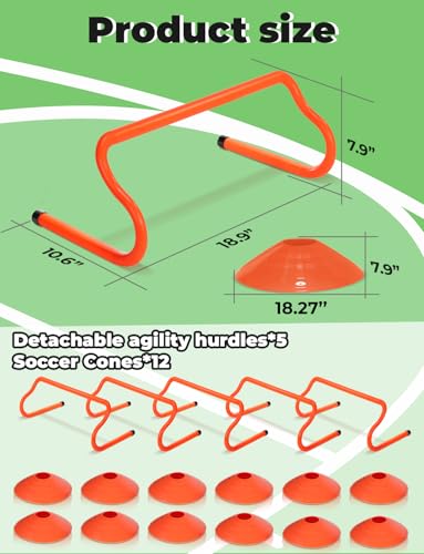 GHB Agility Hurdles 8" Speed Agility Training Hurdles, Detachable Sturdy Hurdles Training Equipment Set with Carry Bag for Kids,Athletes,Soccer,Basketball - size: 17 Pack