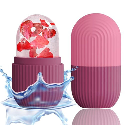 XHJRI Ice Face Roller Massager,Ice Cube Roller for Face, Eyes and Neck Naturally Conditioning and Skin Care,De-Puff Eye Bags,Reduce Migraine Pain,Reusable Massage Silicone Ice Mold (Rose) - color: Rose