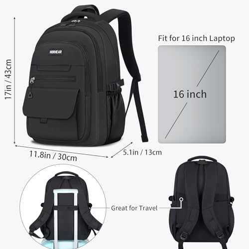 School backpack for Girls, Aesthetic Backpack for Women Cute Bookbag Preppy College (Black) - color: Black