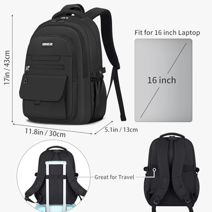 School backpack for Girls, Aesthetic Backpack for Women Cute Bookbag Preppy College (Black) - color: Black