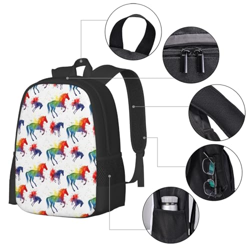 Slim Anti Theft Laptop Backpack Horse Art Design, Large Volume Travel Daypack Durable Polyester Carry Bag for Office Business Outdoor Trekking - color: Design (903)