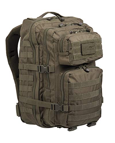 Mil-Tec Unisex Assault Pack - Rugged Durable Lightweight Ergonomic Versatile Tactical Outdoor Camping Hiking Backpack with Adjustable Padded Shoulder Straps & MOLLE Loops, Olive Drab, 36L - color: Olive Drab, style: 36l