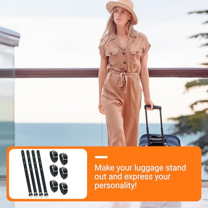 10pcs PU Leather Luggage Tag Straps with Metal Buckle Black Leather Luggage Tag Loops for Suitcases Briefcase Backpacks Travel Hanging Accessories