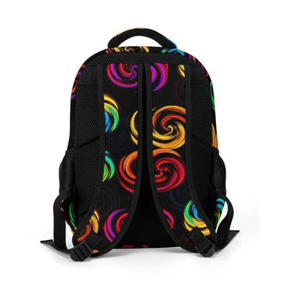 Water Resistant College Bookbag Tie Dye Colorful Rose Black, Sturdy Laptop Backpack with Water Bottle Pockets for Men Women Travel Work - color: Pattern (270)