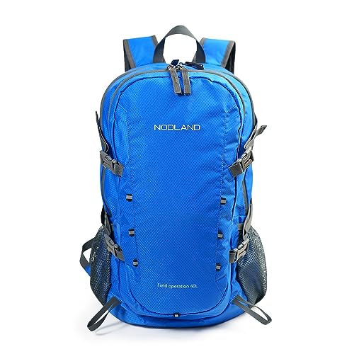 NODLAND Lightweight Backpack, Travel 40L Foldable Water-Resistant Daypack, Hiking Outdoor Camping Rucksack for Men Women - color: Klein Blue, size: Medium 40L