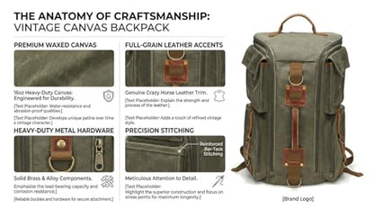 Heavy-Duty Waxed Canvas Backpack for Men, 17 Inch Laptop Rucksack with Genuine Leather, Multi-Pocket Travel Bag for Work, Hiking, and Camping - color: Grey